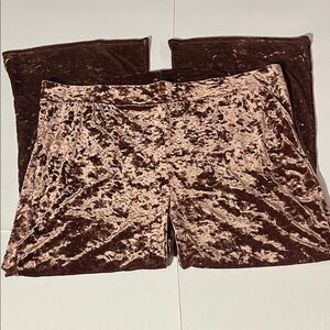 Torrid Crushed Velvet Velour Flare Pull On Pants sz 5 Plus Brown Fall Winter